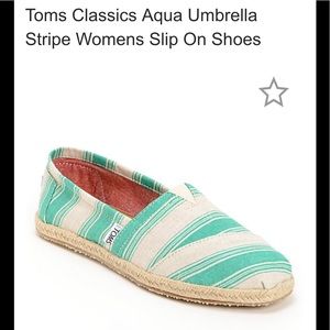 TOMS Aqua Umbrella stripe slip-on, W7